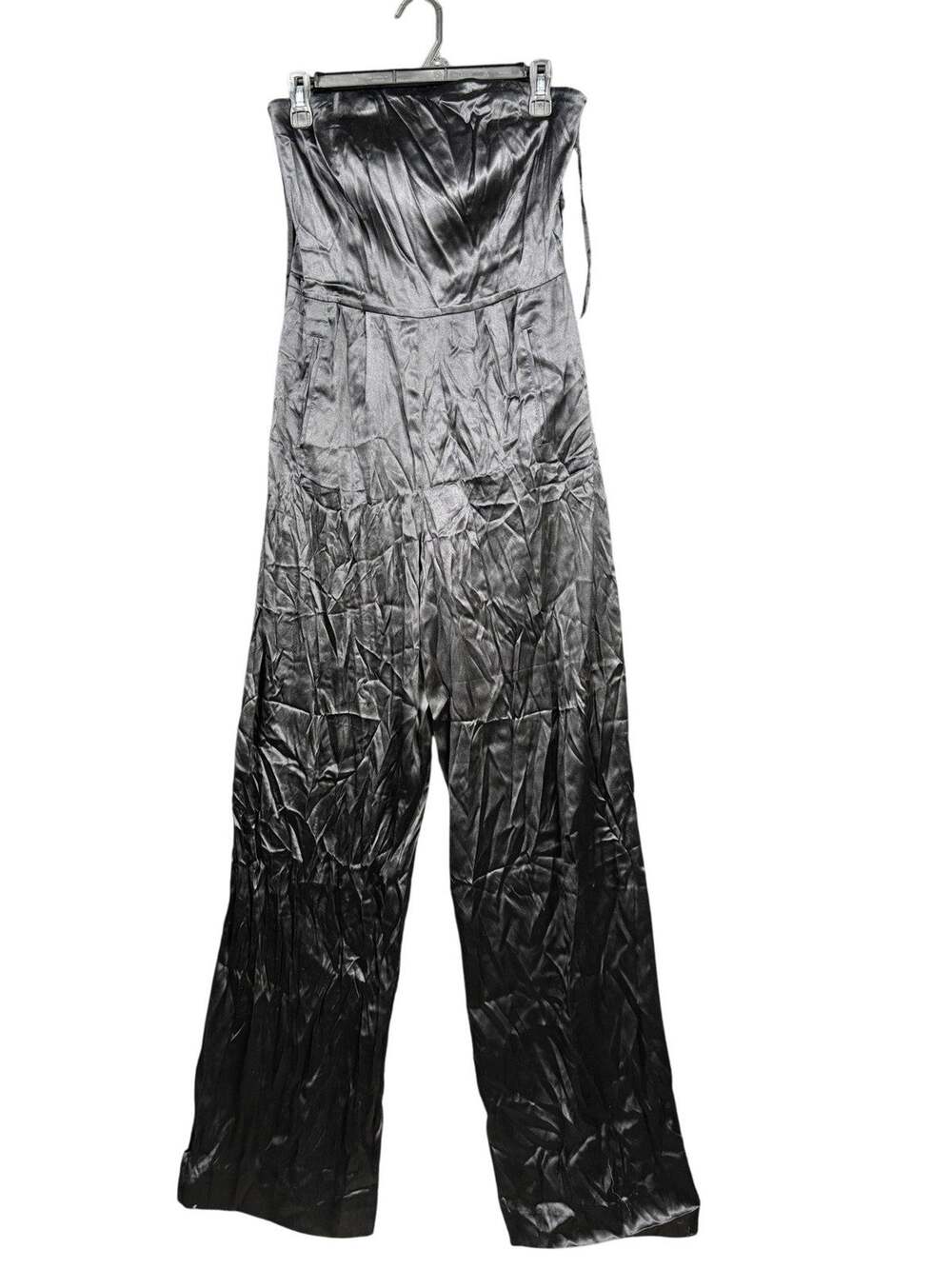 Armani Exchange Jumpsuit Womens 2 Black Strapless Silk Blend Wide Leg Evening
